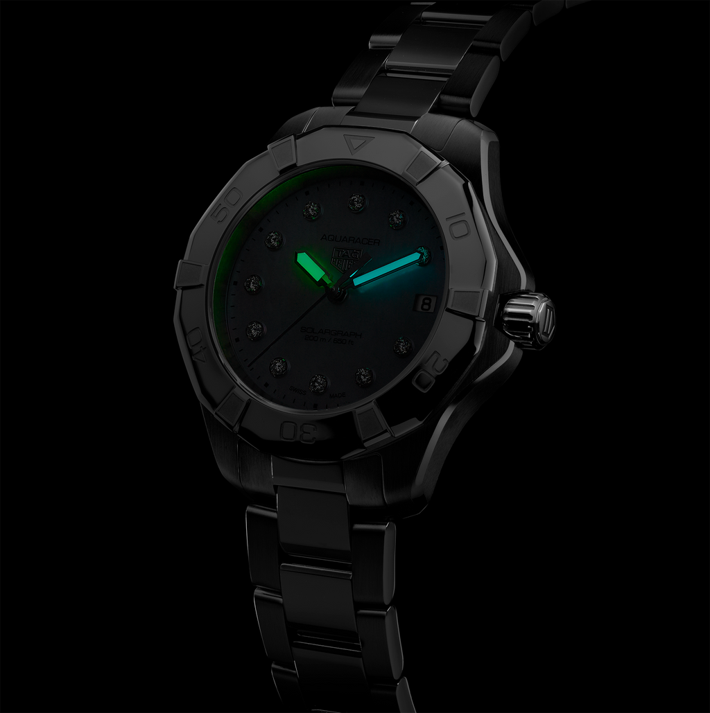 TGHR Aquaracer Professional 200 Solargraph Watch with Diamonds