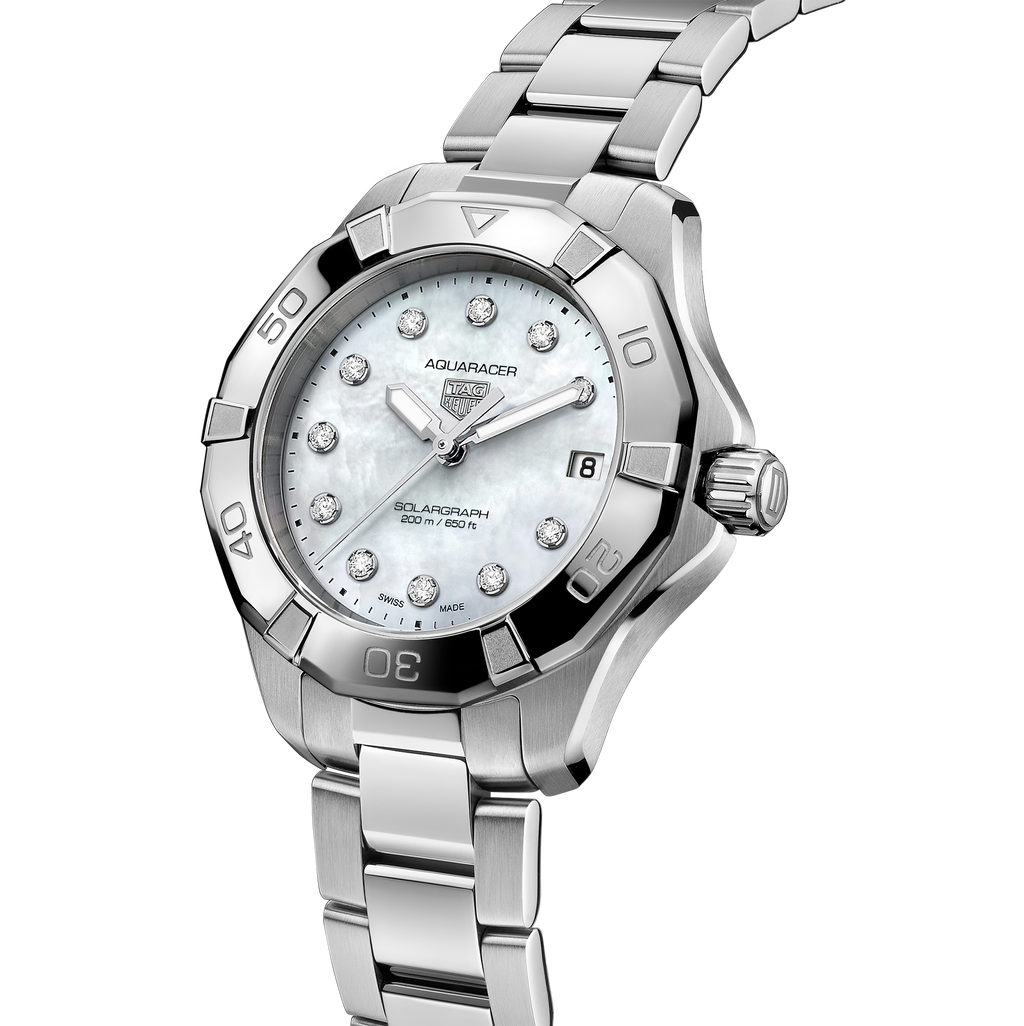 TGHR Aquaracer Professional 200 Solargraph Watch with Diamonds