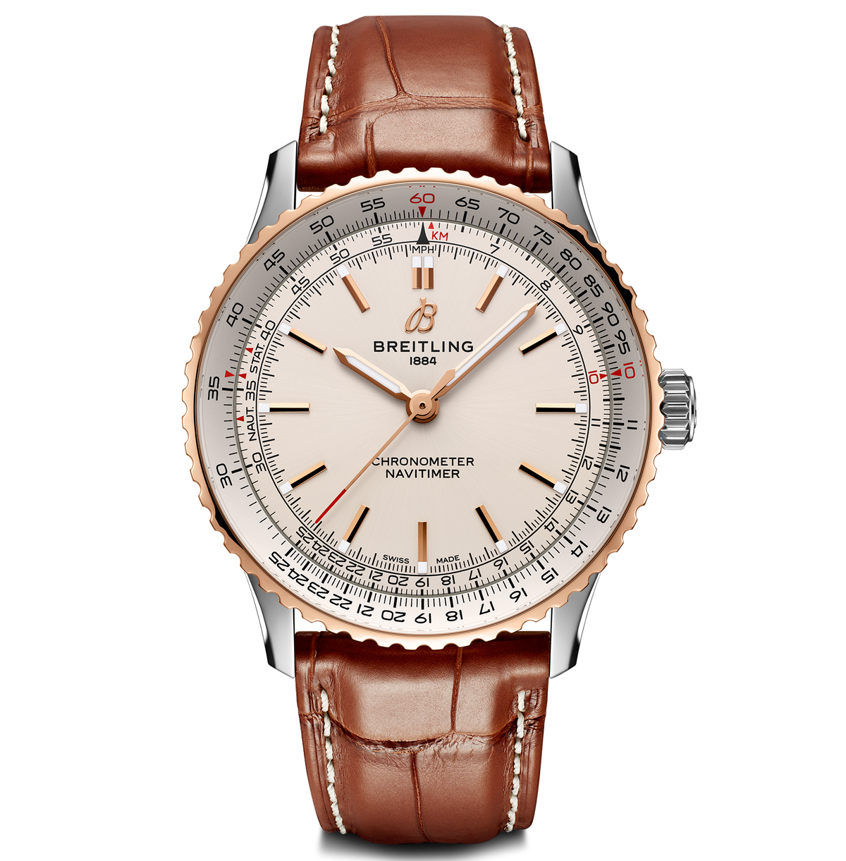 BRT Navitimer Automatic 41 Watch with Brown Leather Strap