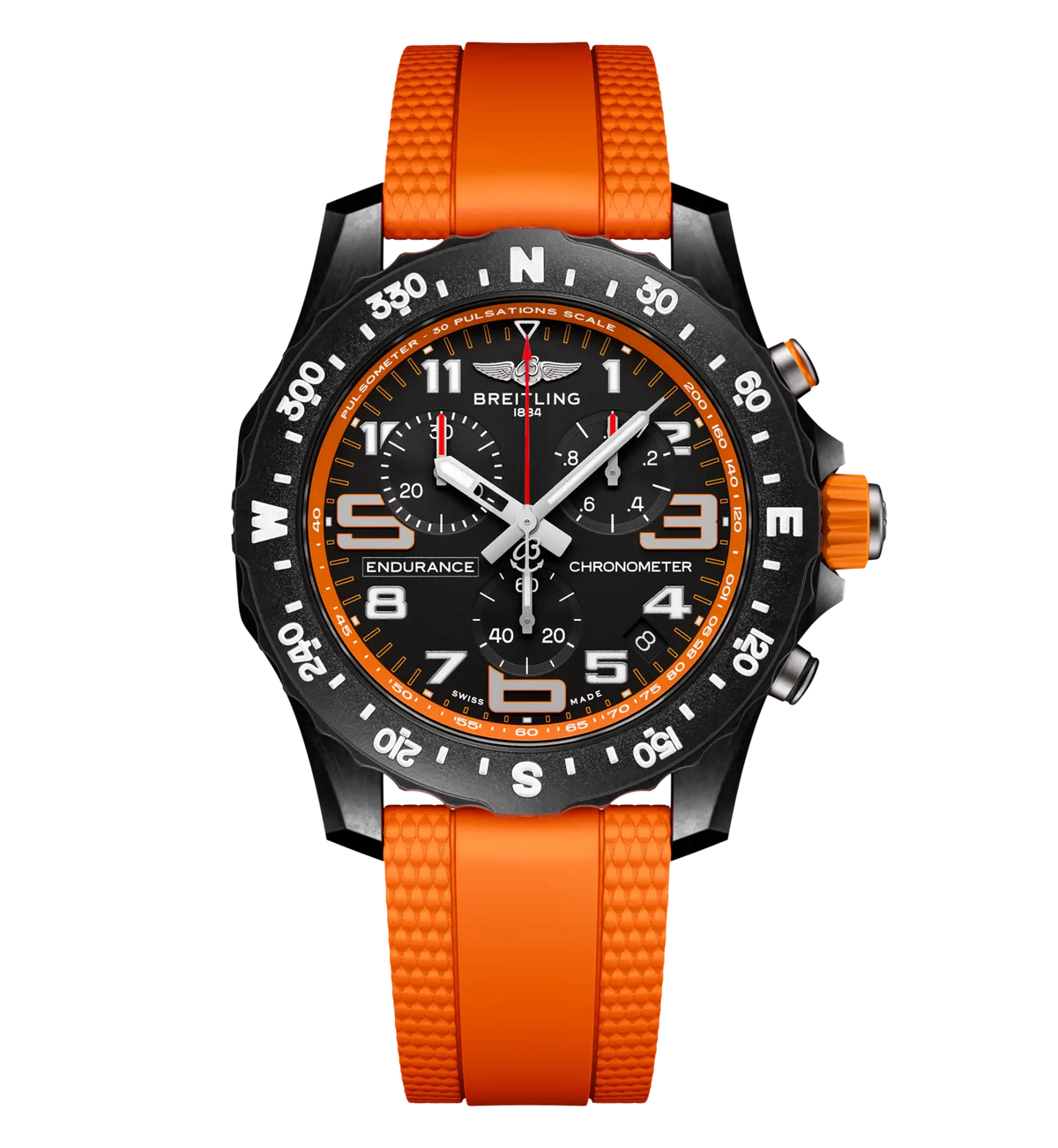 BRT Endurance Pro 44 Watch with Orange Rubber Strap