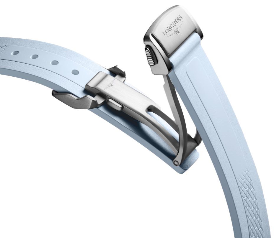 LNGS Conquest 34mm Watch with Baby Blue Rubber Strap
