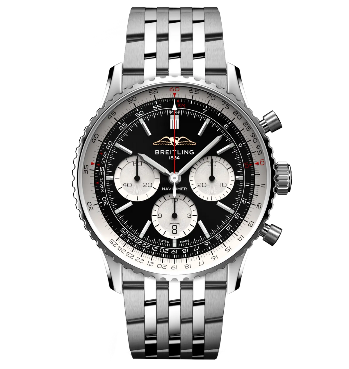 BRT Navitimer B01 Chronograph 43 Watch with Stainless Steel Bracelet