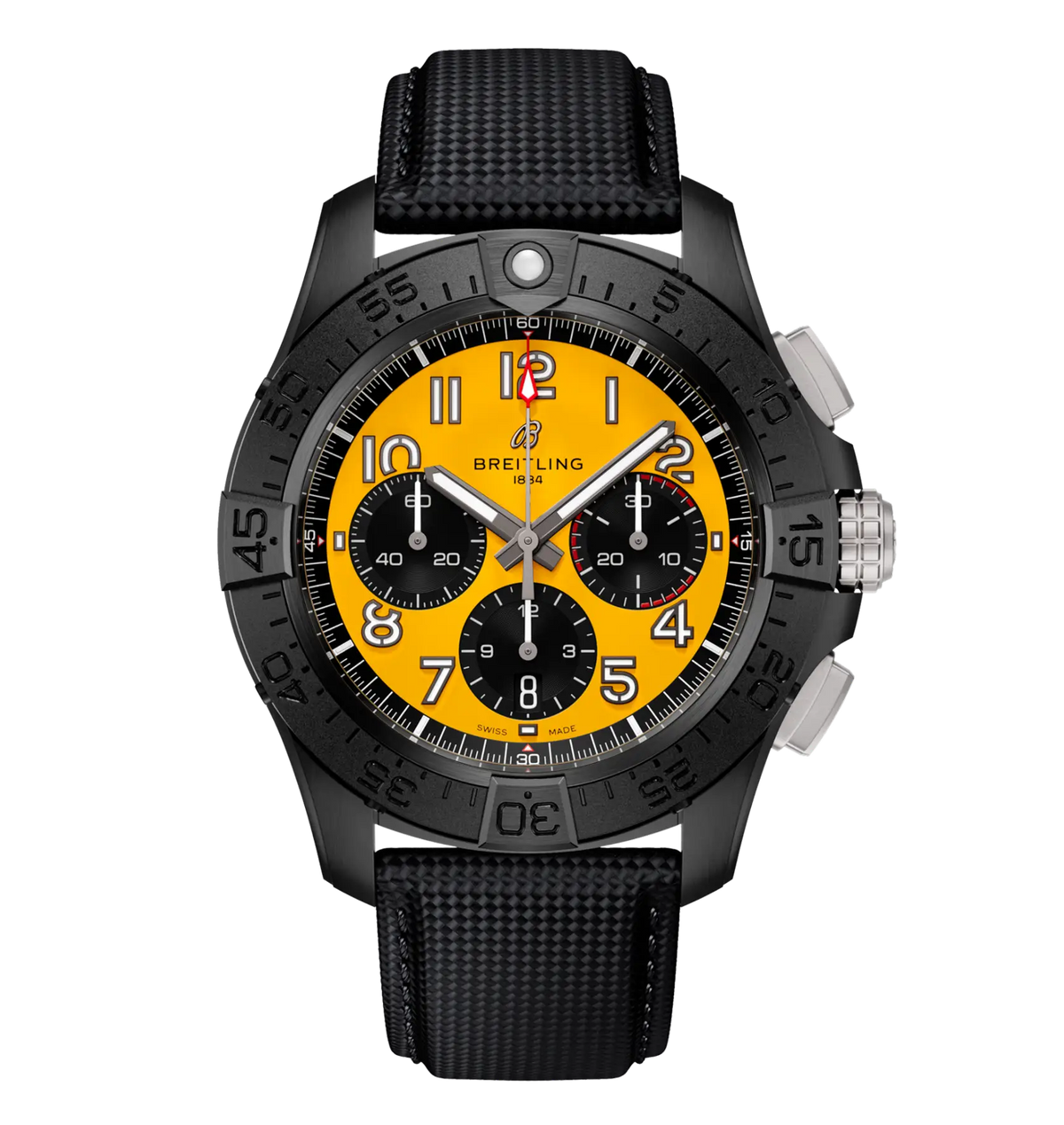 BRT Avenger B01 Chronograph 44 Night Mission Watch with Black Strap