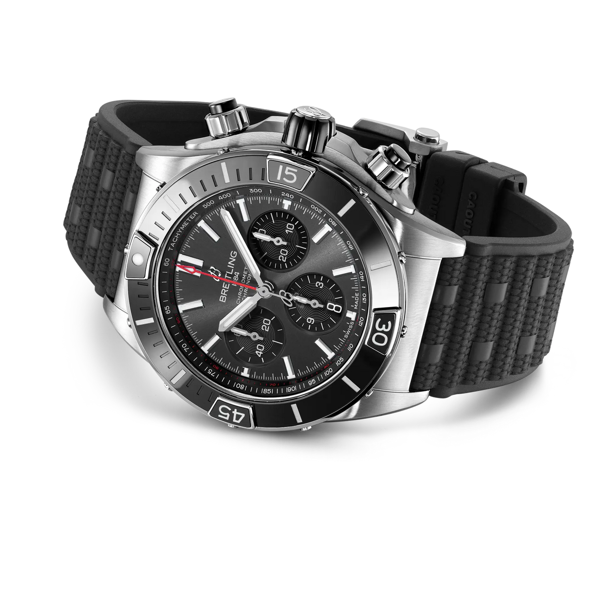 BRT Super Chronomat B01 44 Watch with Black Rubber Strap