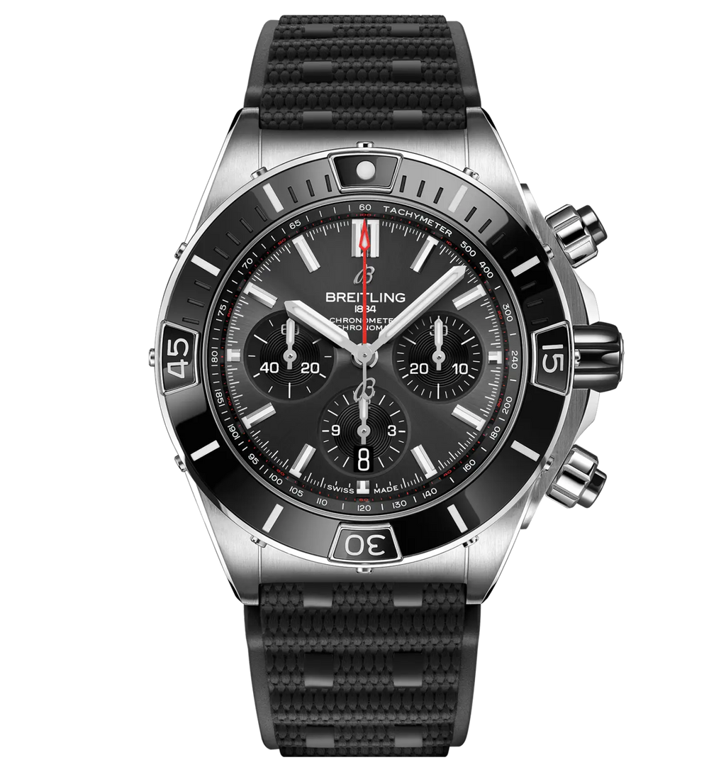 BRT Super Chronomat B01 44 Watch with Black Rubber Strap