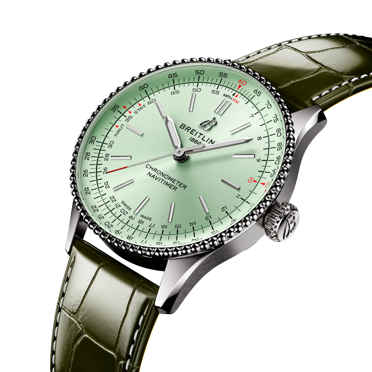 BRT Navitimer Automatic 36 Watch with Green Leather Strap