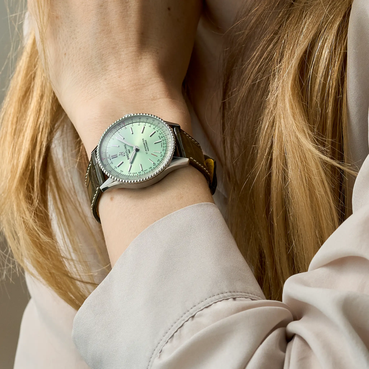 BRT Navitimer Automatic 36 Watch with Green Leather Strap