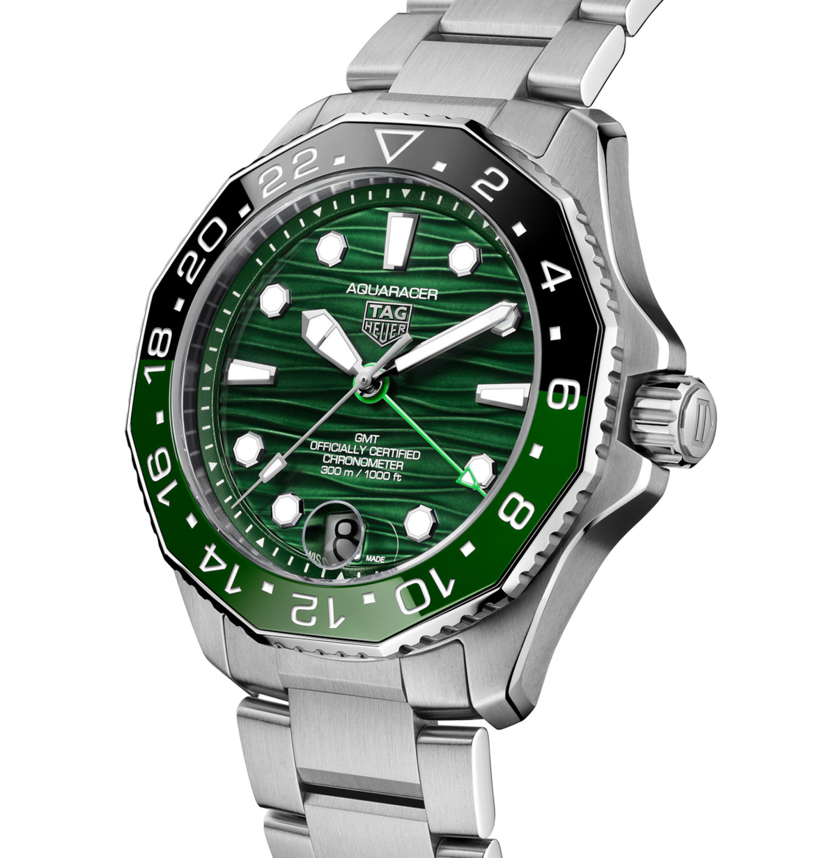 TGHR Aquaracer Professional 300 GMT Watch with Green Dial
