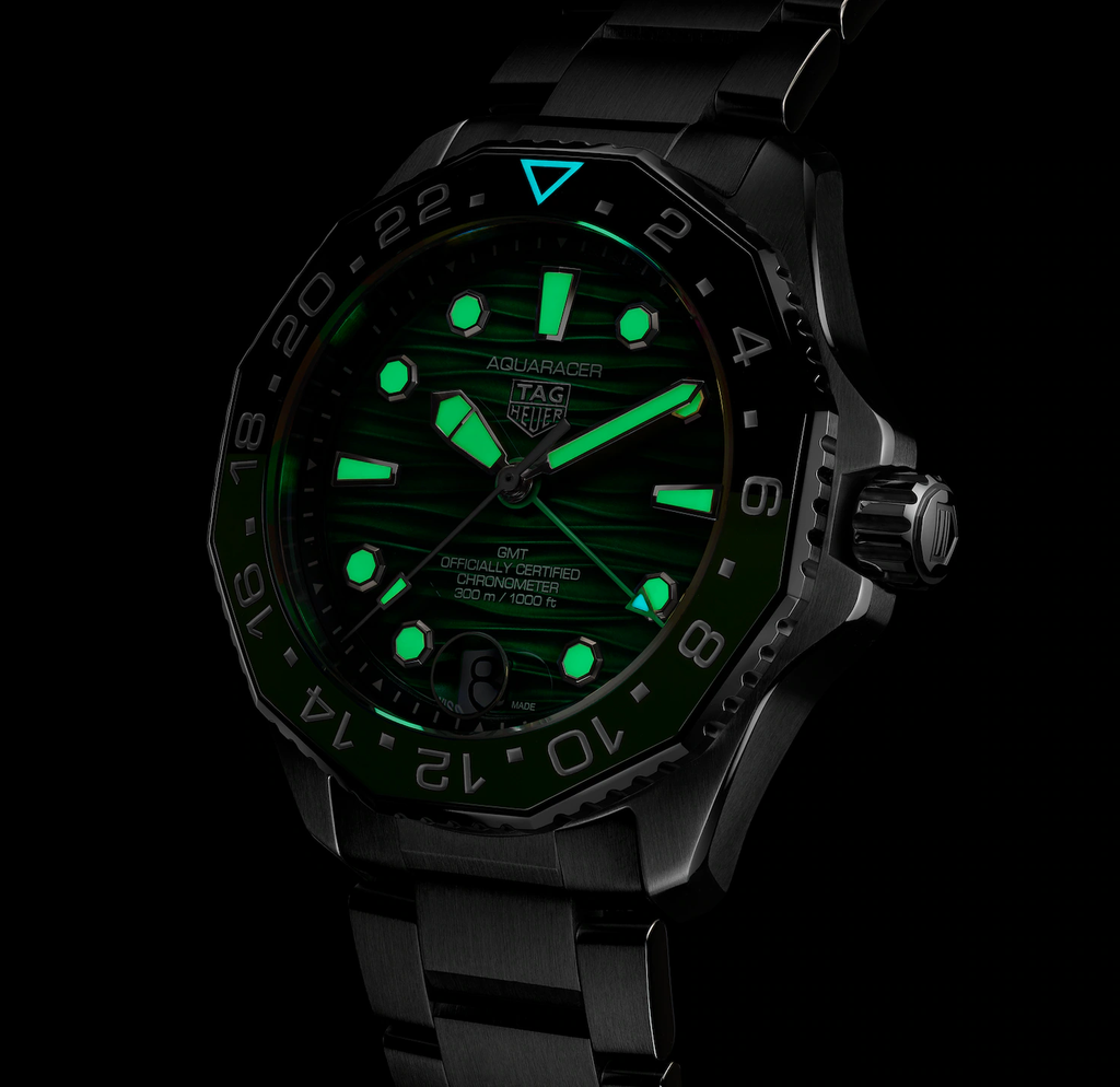 TGHR Aquaracer Professional 300 GMT Watch with Green Dial