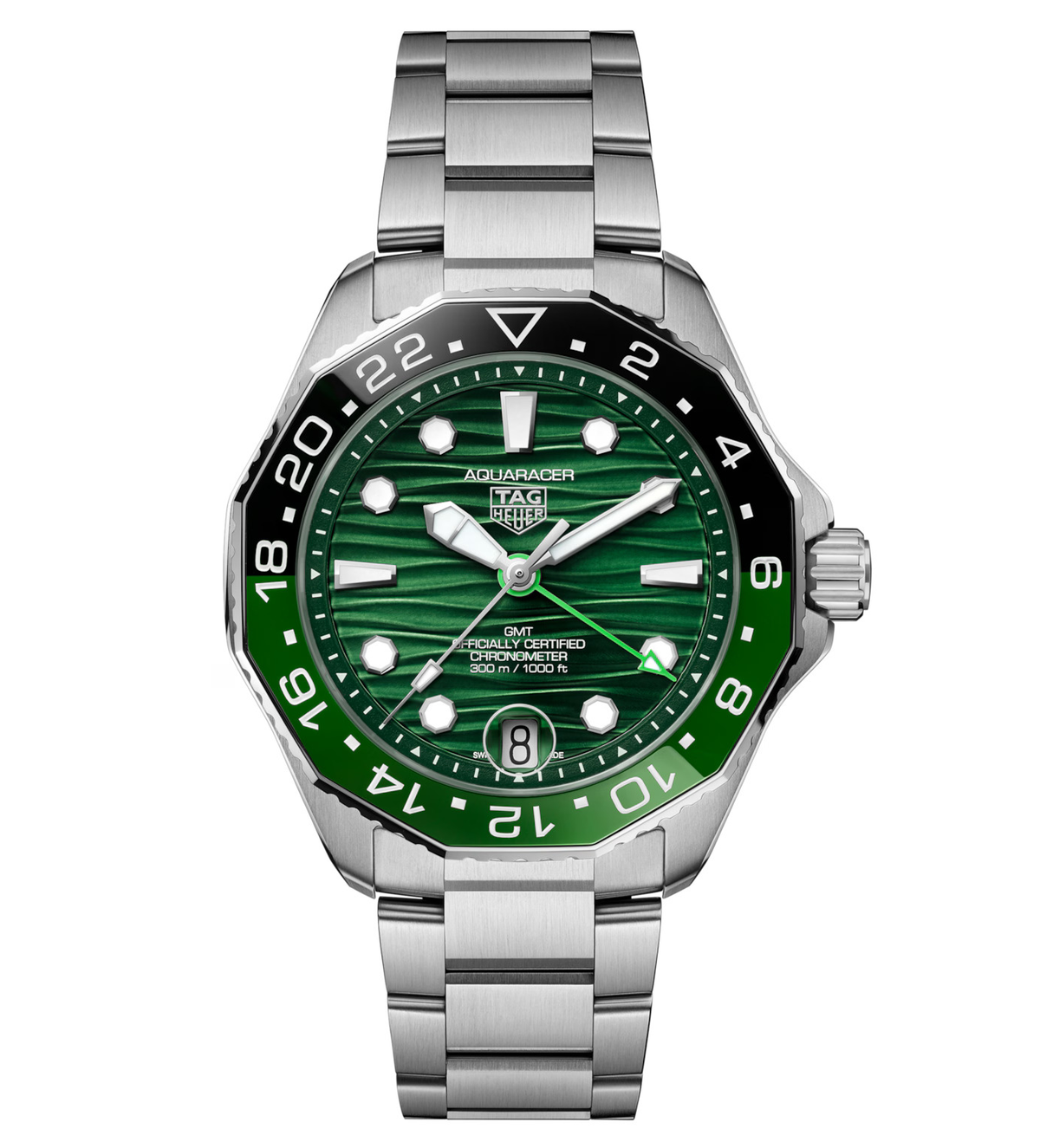 TGHR Aquaracer Professional 300 GMT Watch with Green Dial