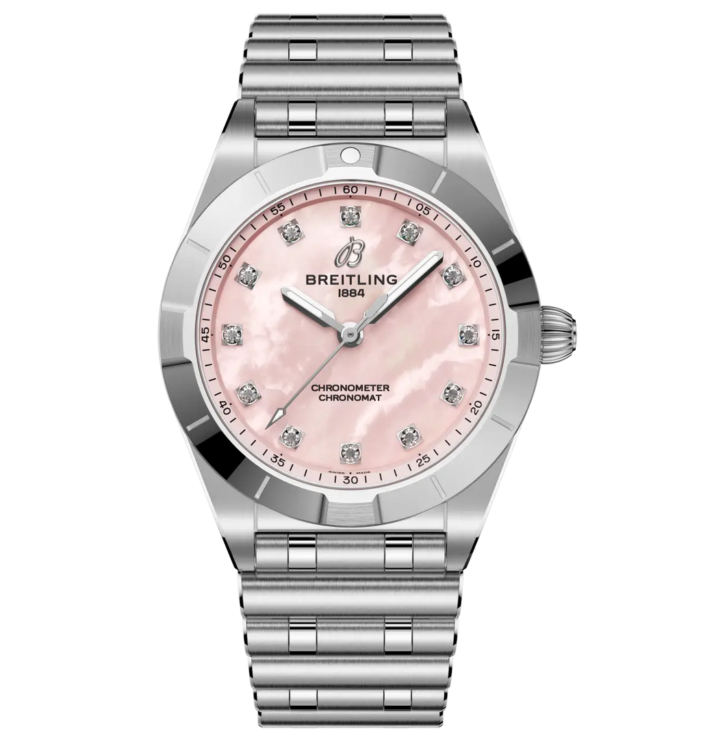BRT Chronomat 28 Watch with Pink Mother of Pearl Dial