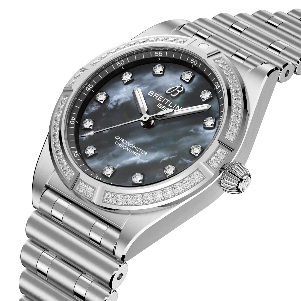 BRT Chronomat 28 Watch with Black Mother of Pearl Dial
