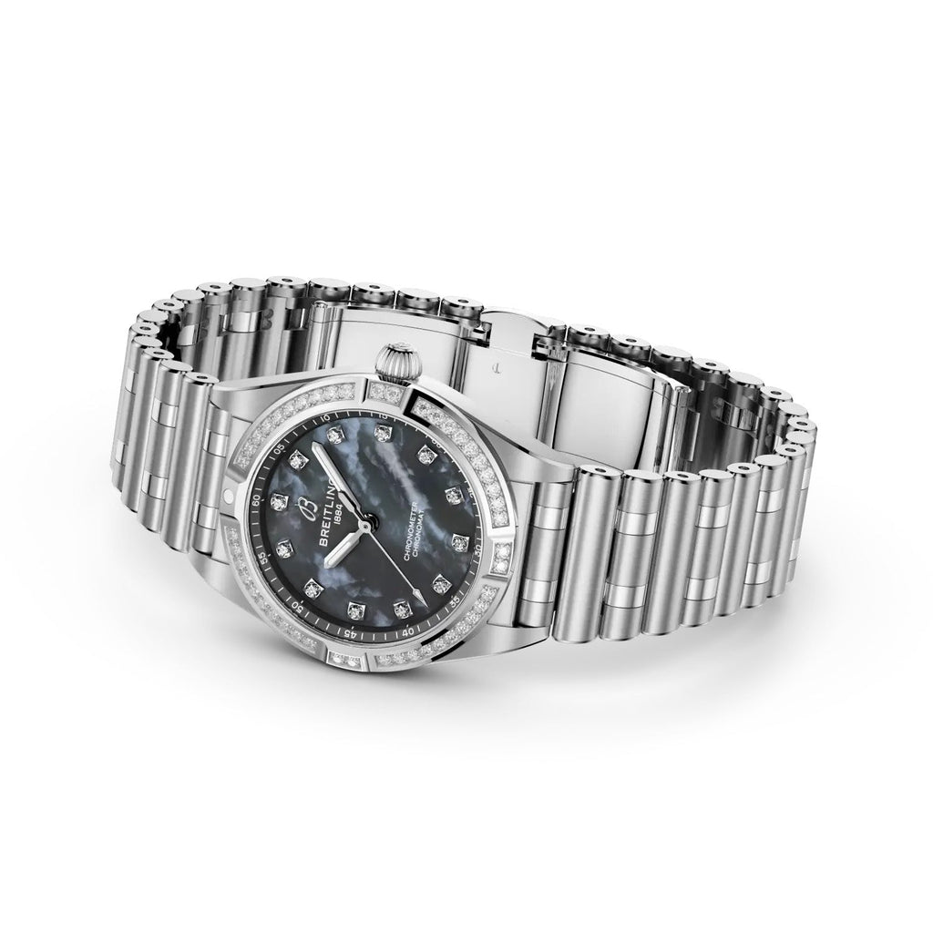 BRT Chronomat 28 Watch with Black Mother of Pearl Dial