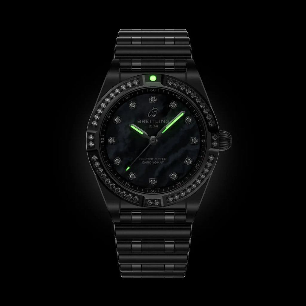 BRT Chronomat 28 Watch with Black Mother of Pearl Dial