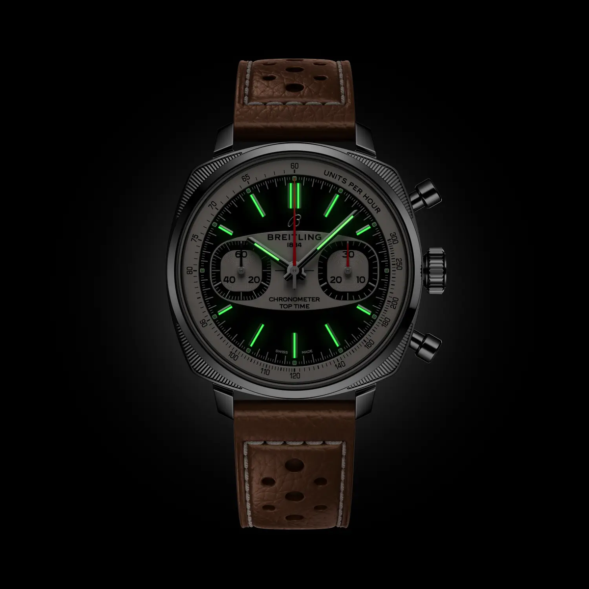 BRT Top Time B01 Racing 38 Watch with Beige Leather Strap, Limited Edition