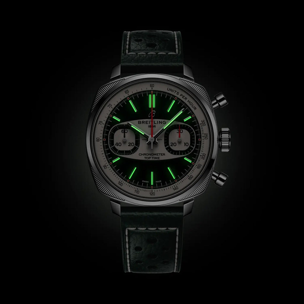 BRT Top Time B01 Racing 38mm Watch with Green Leather Strap, Limited Edition