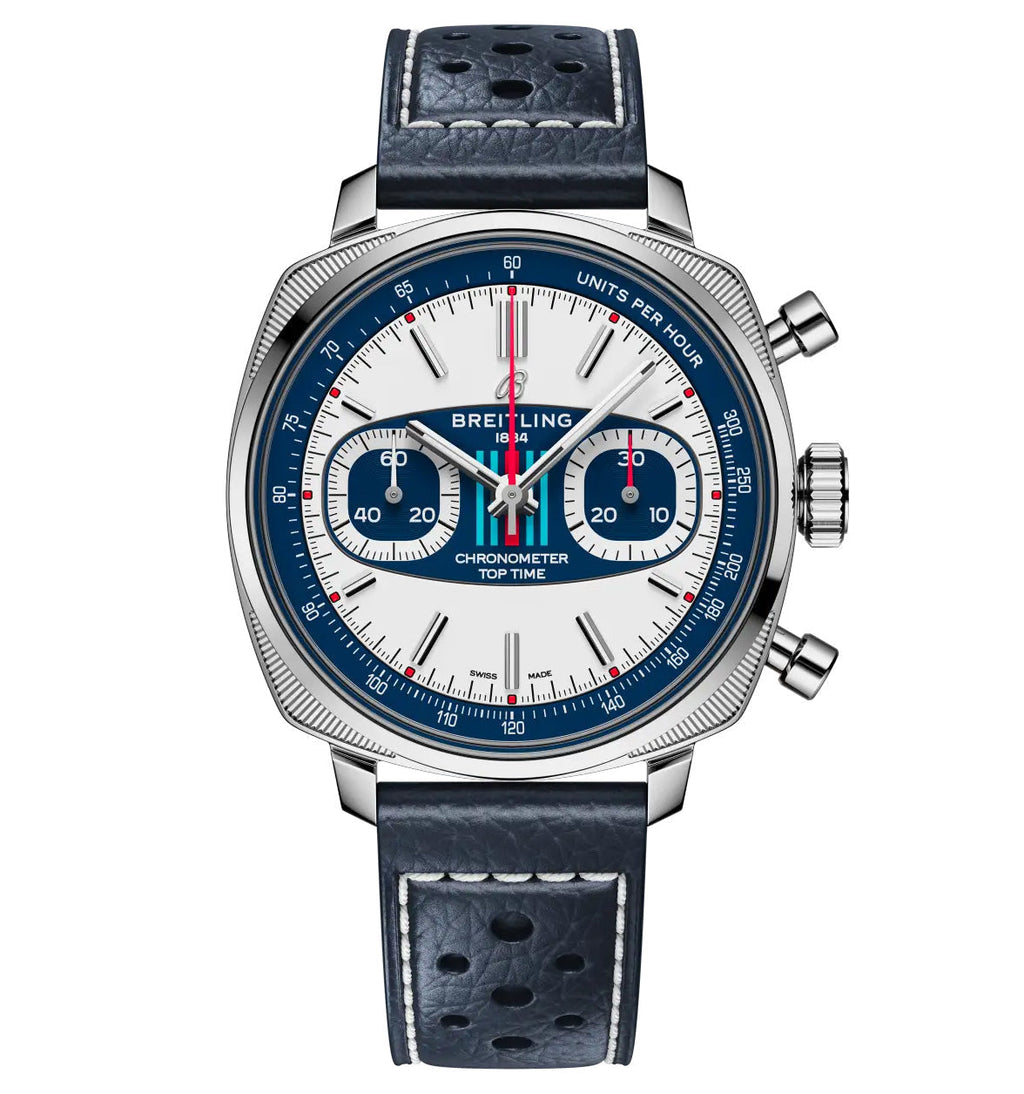 BRT Top Time B01 Racing 38mm Watch with Dark Blue Leather Strap, Limited Edition