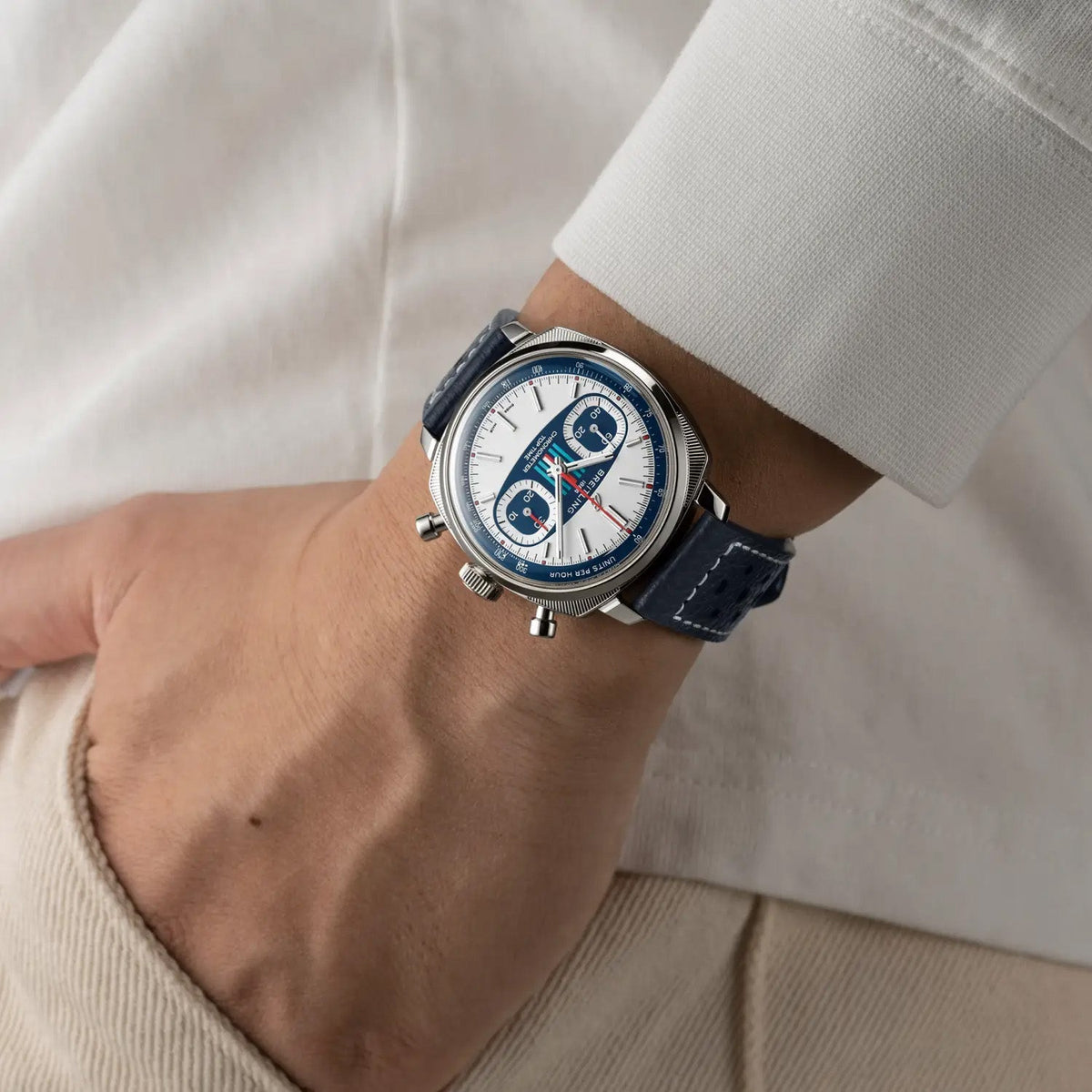 BRT Top Time B01 Racing 38mm Watch with Dark Blue Leather Strap, Limited Edition