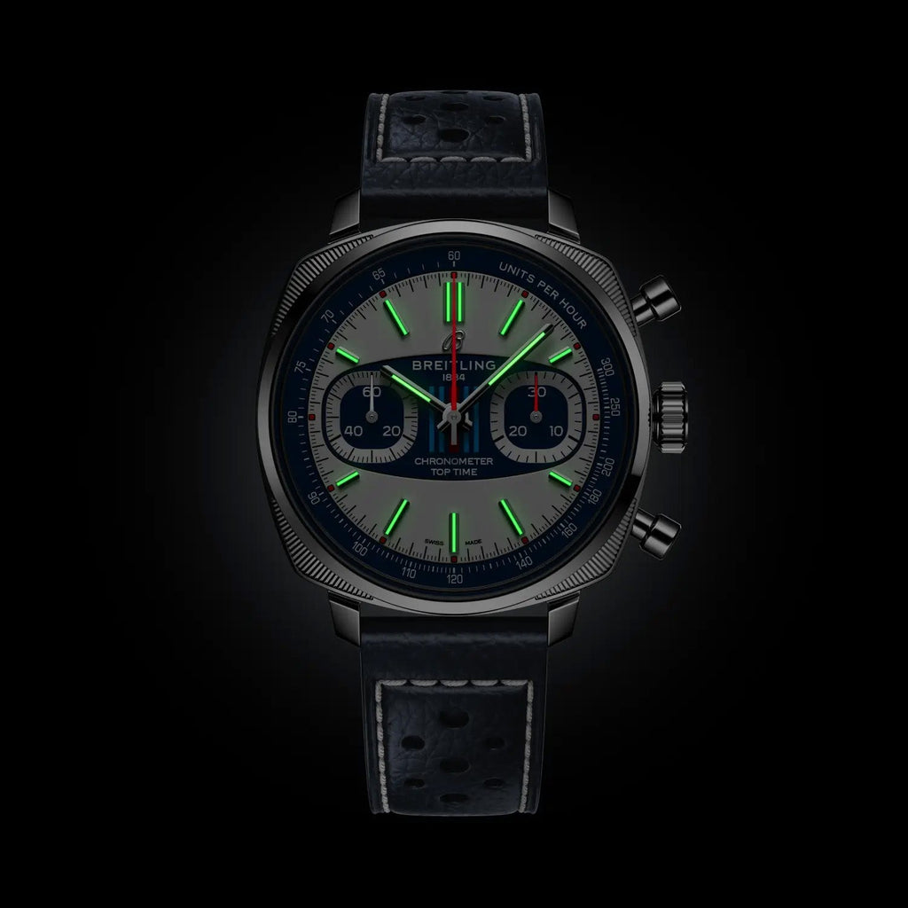 BRT Top Time B01 Racing 38mm Watch with Dark Blue Leather Strap, Limited Edition