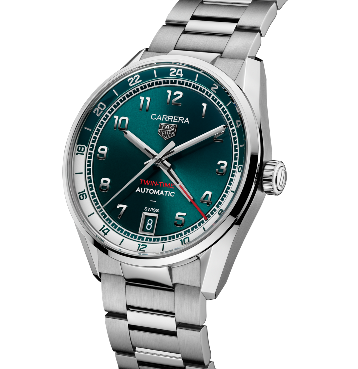TGHR Carrera Date Twin-Time Watch with Green Dial