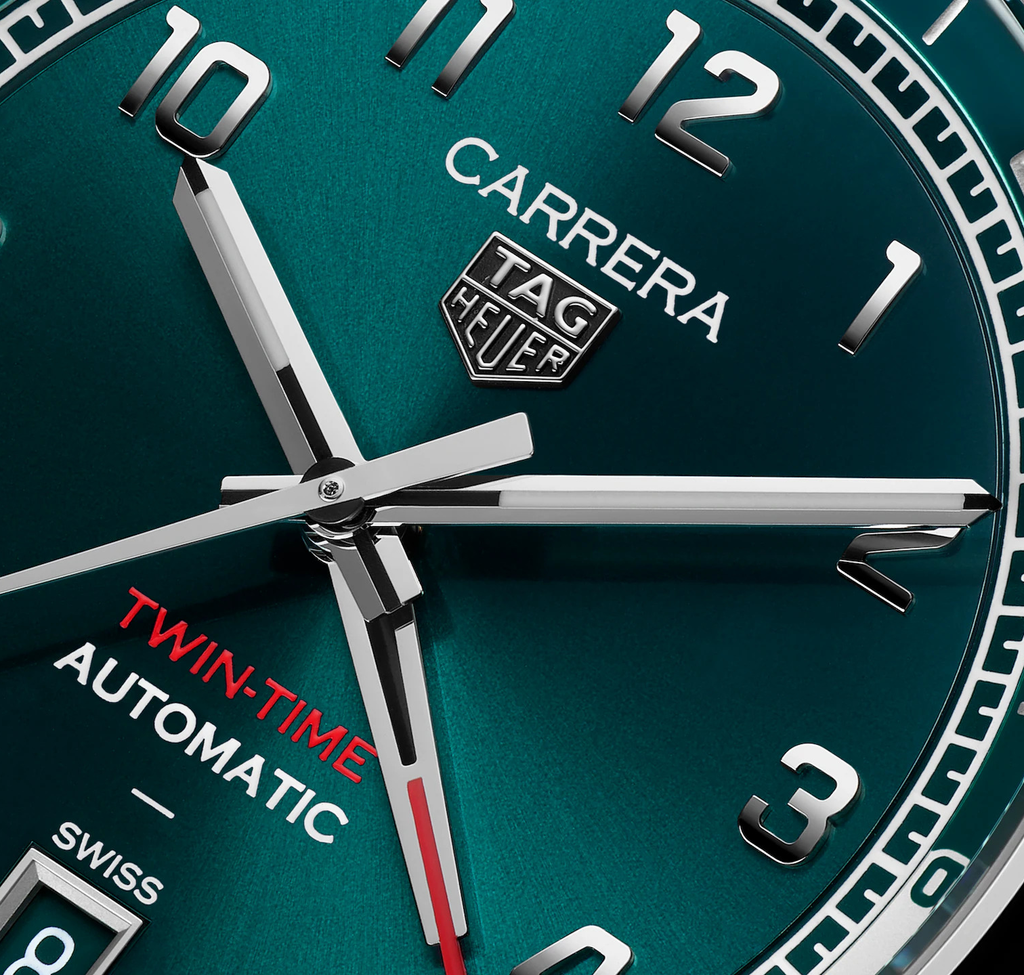 TGHR Carrera Date Twin-Time Watch with Green Dial
