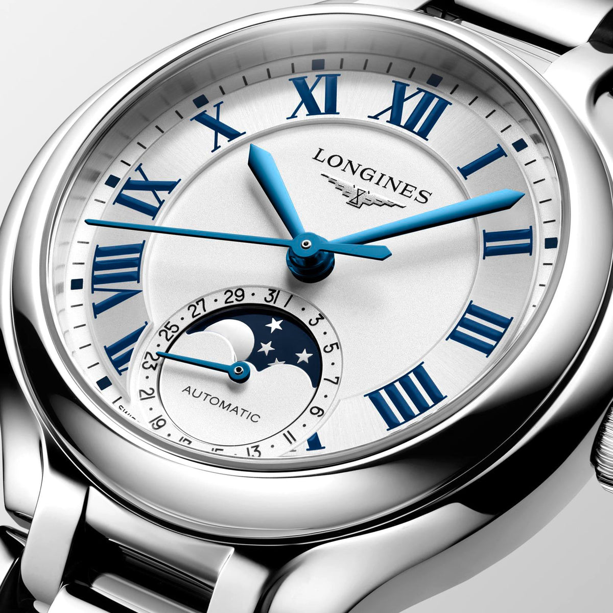 LNGS PrimaLuna Moonphase 34mm Watch with Stainless Steel Bracelet