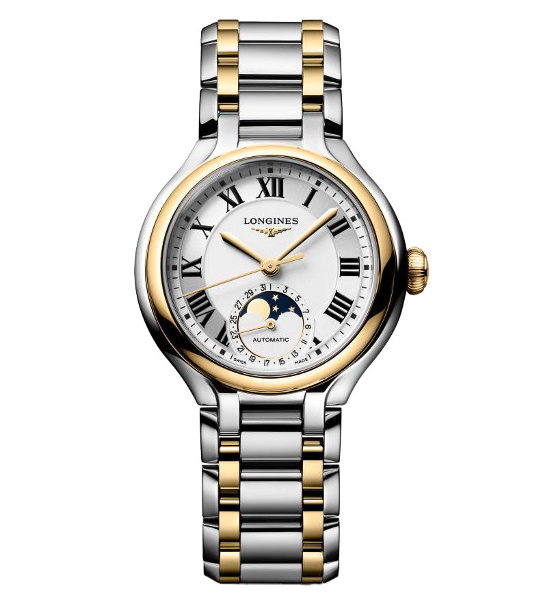 LNGS PrimaLuna Moonphase 34mm Watch with Mixed Metals Bracelet