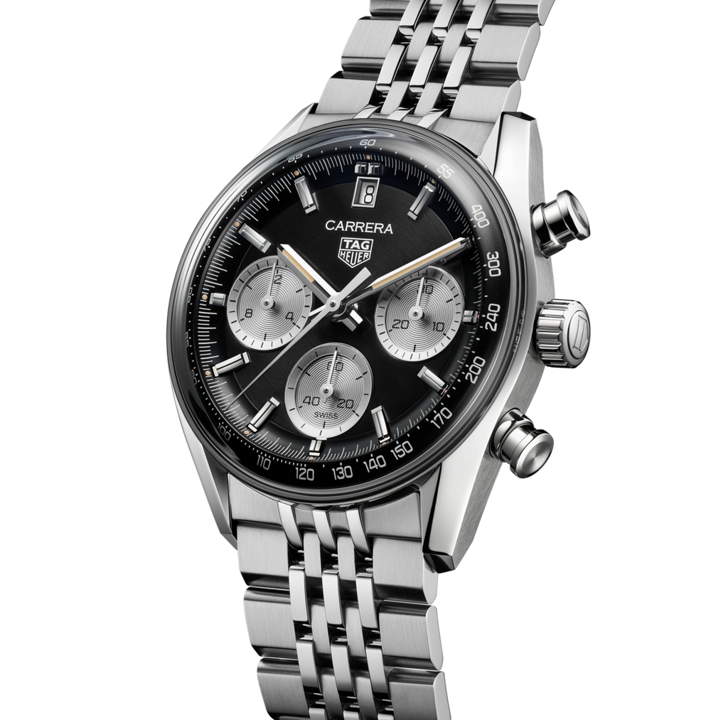 TGHR Carrera Chronograph Watch with Brushed Black Dial