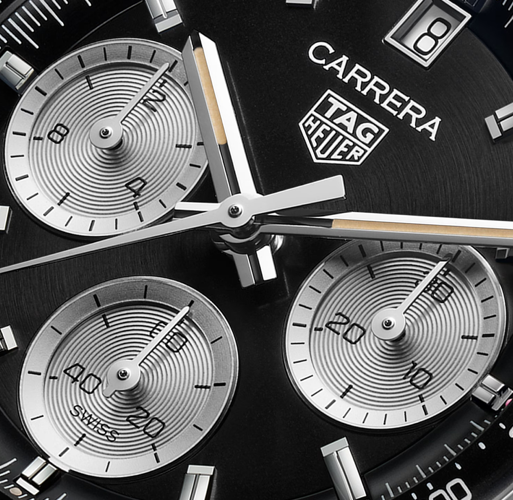 TGHR Carrera Chronograph Watch with Brushed Black Dial
