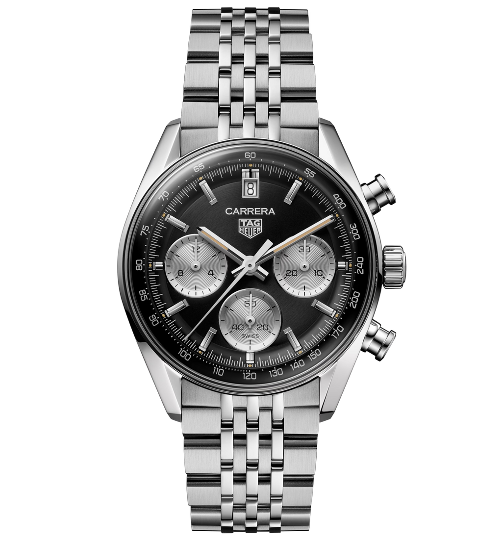 TGHR Carrera Chronograph Watch with Brushed Black Dial