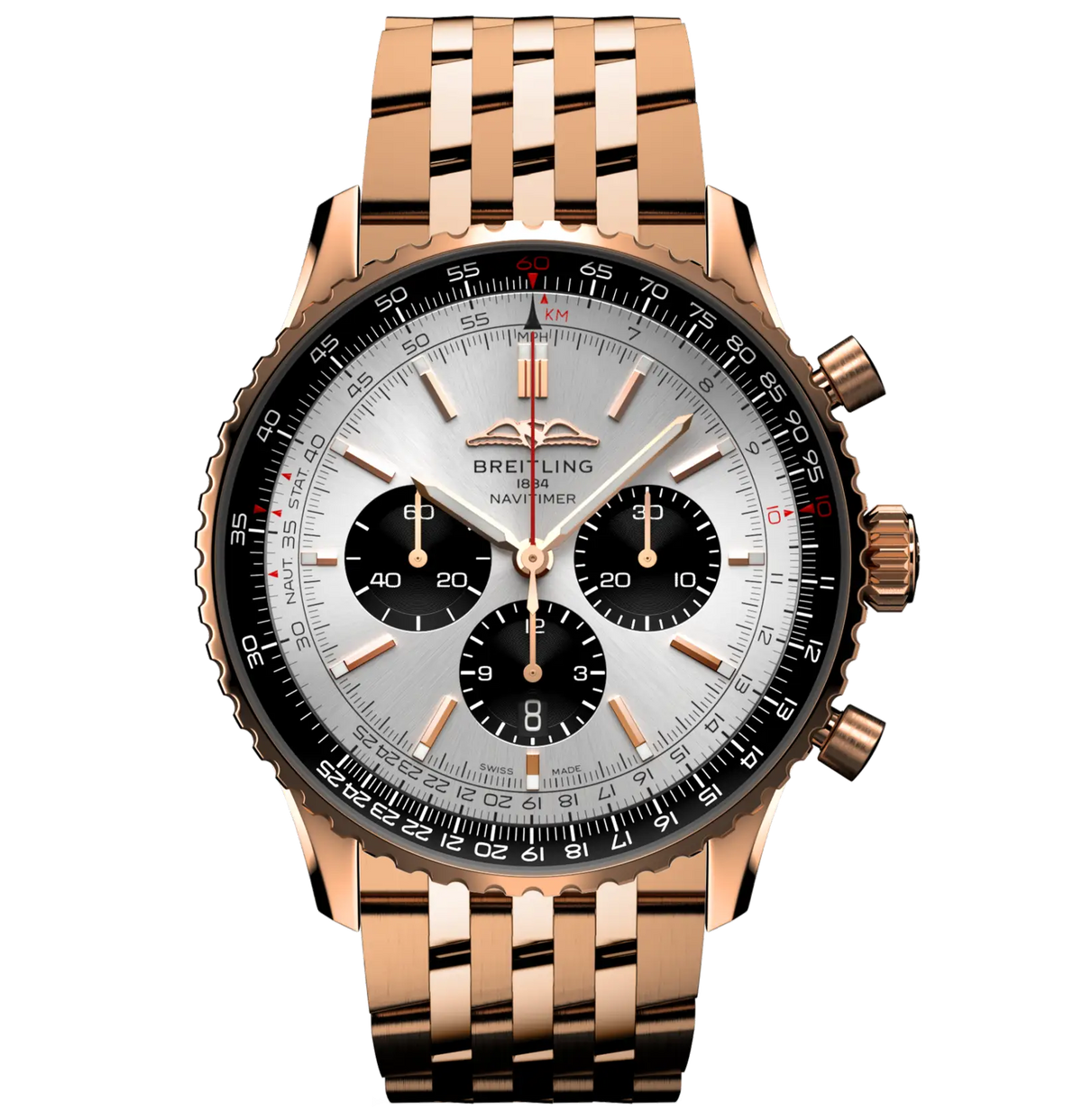 BRT Navitimer B01 Chronograph 46 Watch with 18K Red Gold Bracelet