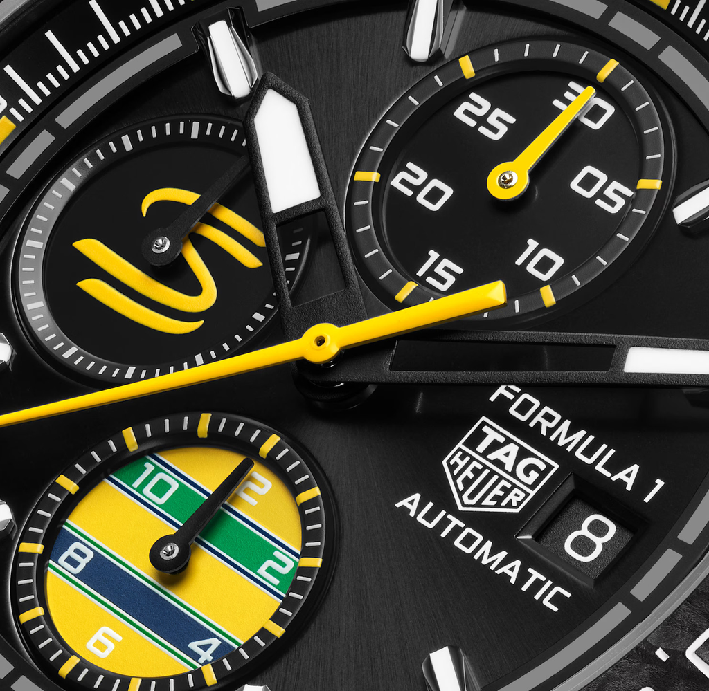 TGHR Formula 1 Chronograph X Senna Watch with Yellow Rubber Strap