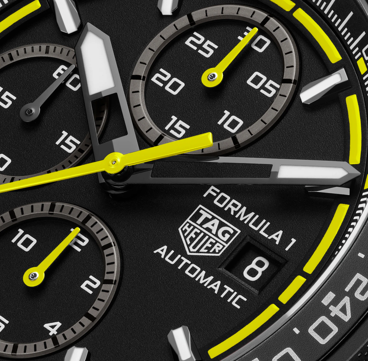 TGHR Formula 1 Chronograph Watch with Black and Yellow Rubber Strap
