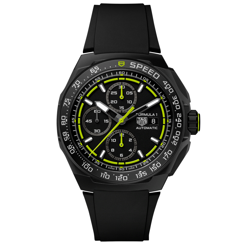 TGHR Formula 1 Chronograph Watch with Black and Yellow Rubber Strap