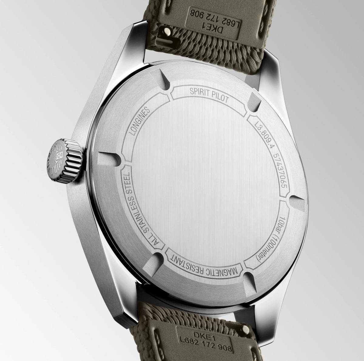 LNGS Spirit Pilot 39mm Watch with Green Rubber Strap