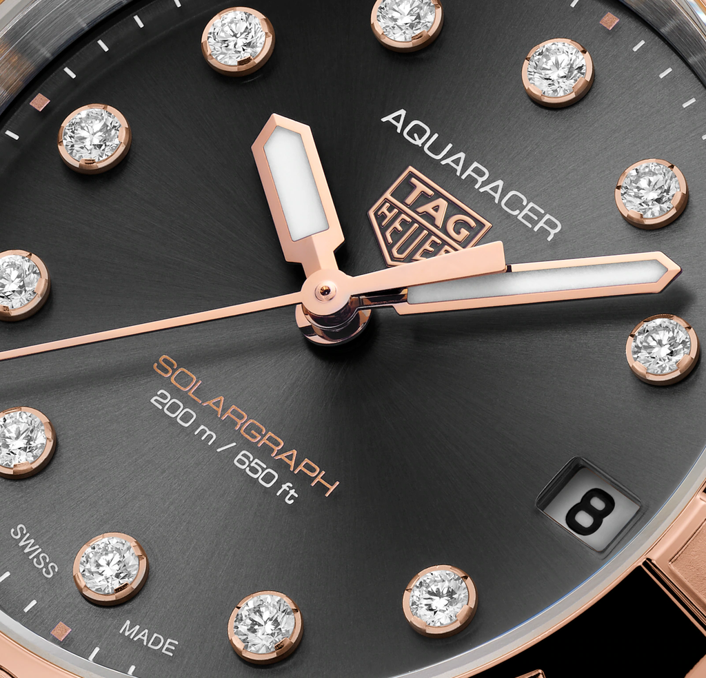TGHR Aquaracer Professional 200 Solargraph Watch with Diamond Dial