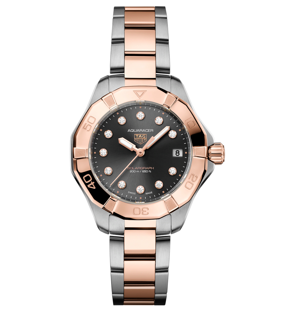 TGHR Aquaracer Professional 200 Solargraph Watch with Diamond Dial