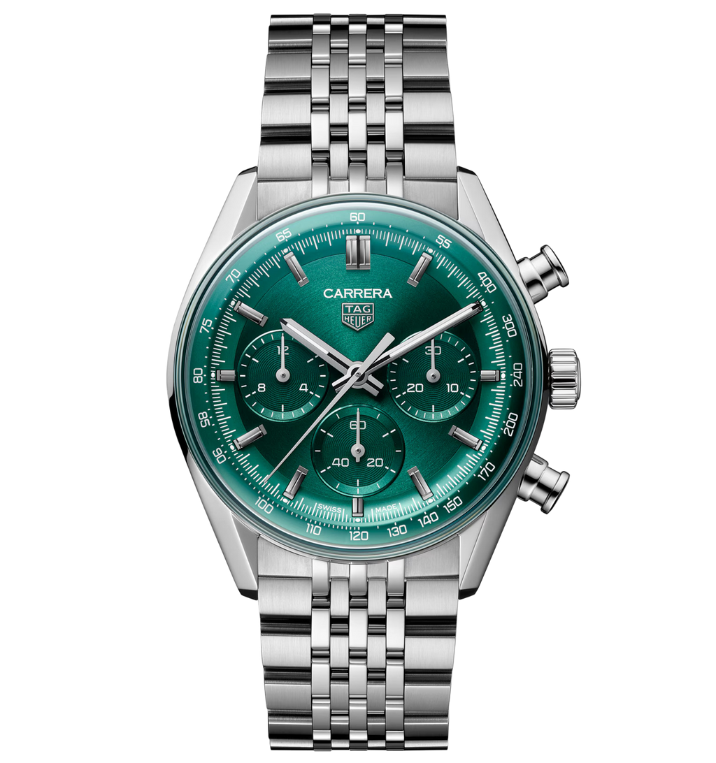 TGHR Carrera Chronograph Watch with Green Dial