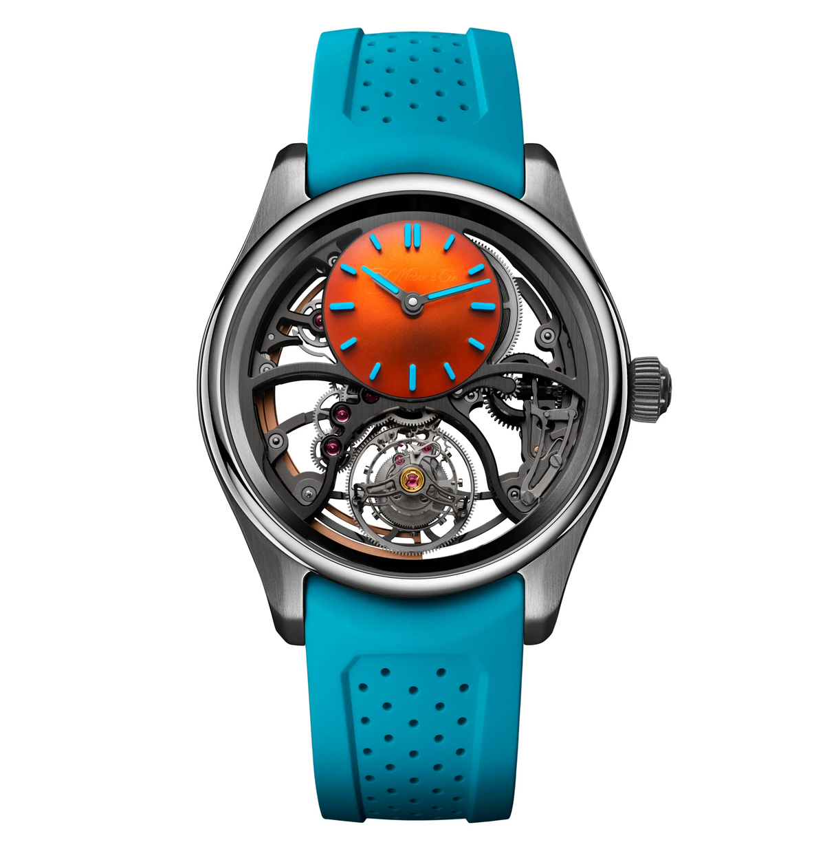 H. Moser & Cie. Pioneer Cylindrical Tourbillon Skeleton Spiced Aqua, 42.80mm