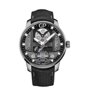 Girard-Perregaux Free Bridge Meteorite 44mm Watch with Black Leather Strap