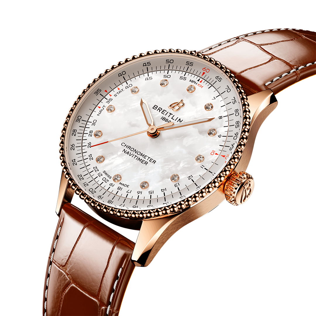 BRT Navitimer Automatic 36 Watch with Brown Leather Strap