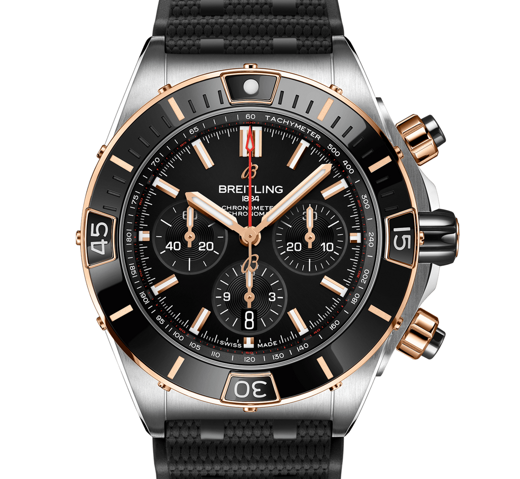 BRT Super Chronomat B01 44 Watch with Rouleaux Rubber Strap
