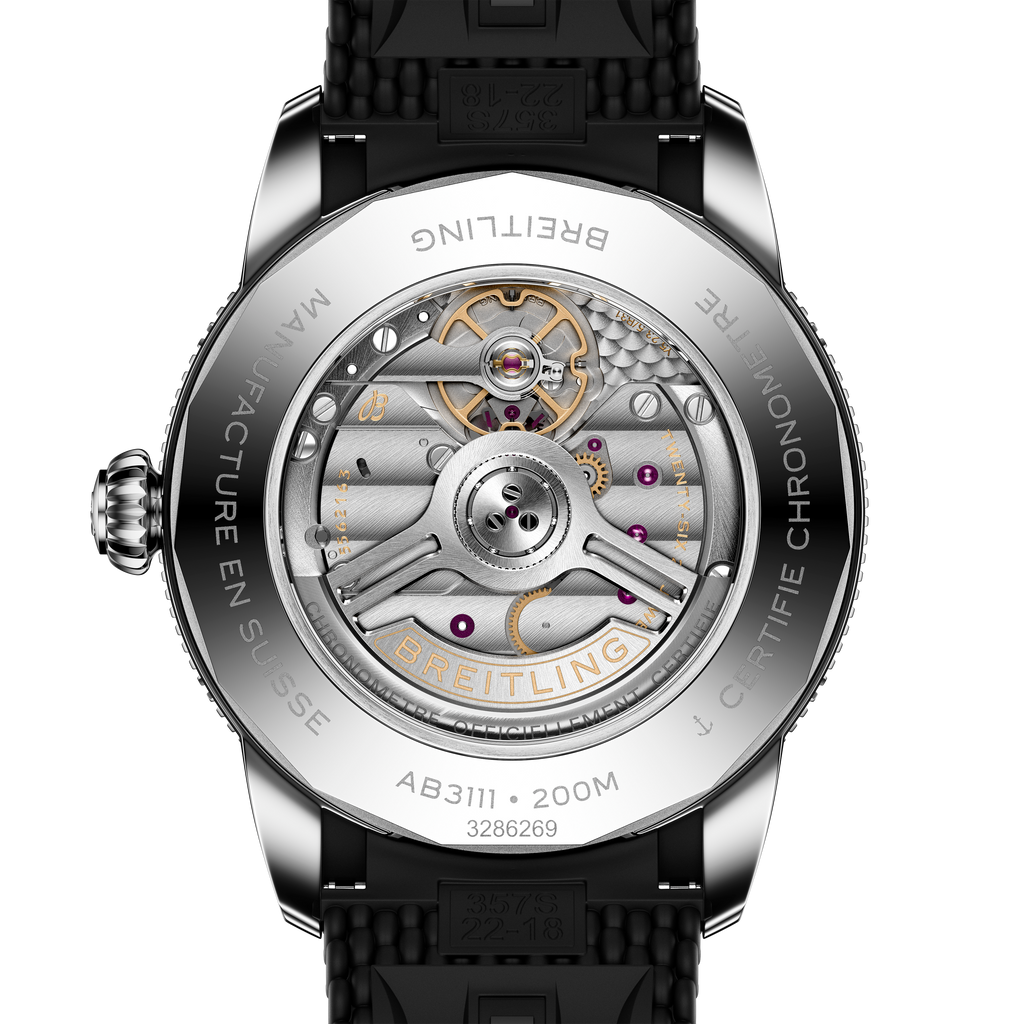 BRT Superocean Heritage B31 Automatic 42 Watch with Black Mesh Rubber Strap