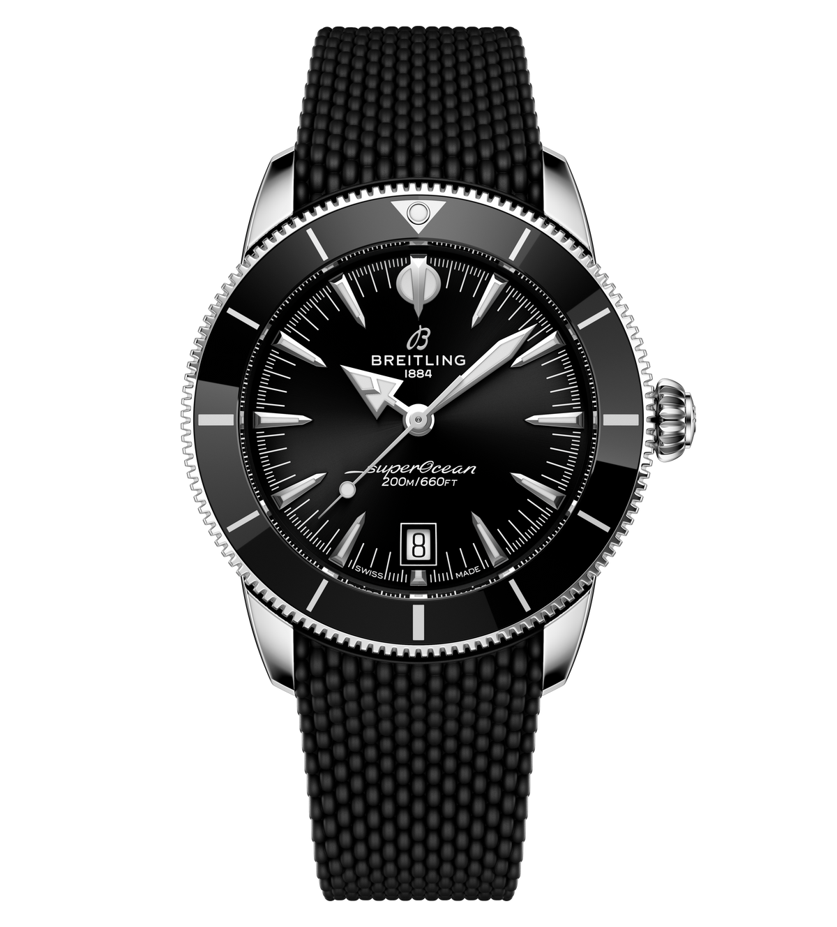BRT Superocean Heritage B31 Automatic 42 Watch with Black Mesh Rubber Strap