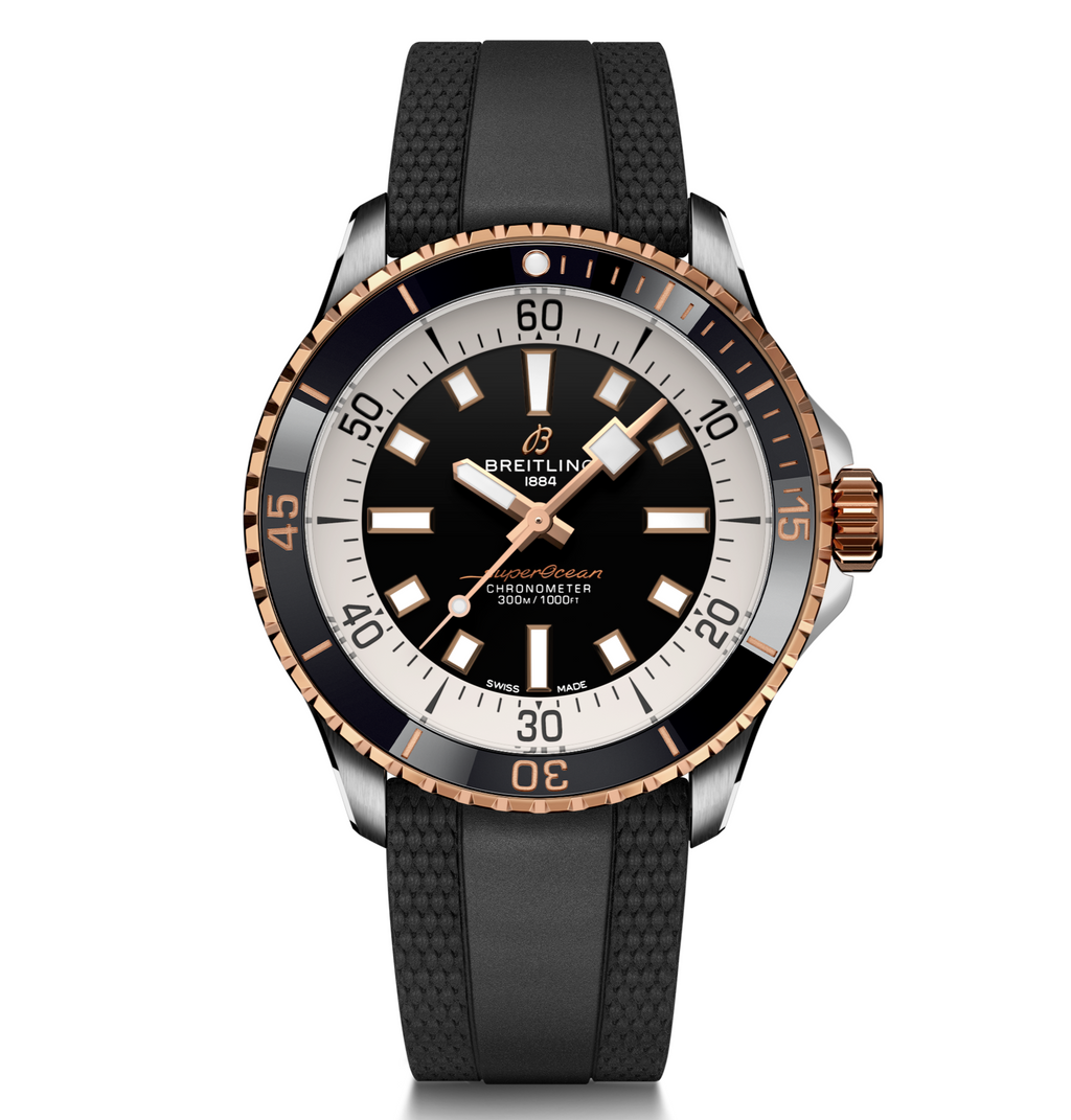 BRT Superocean Two-Tone Black on Rubber Watch, 42mm