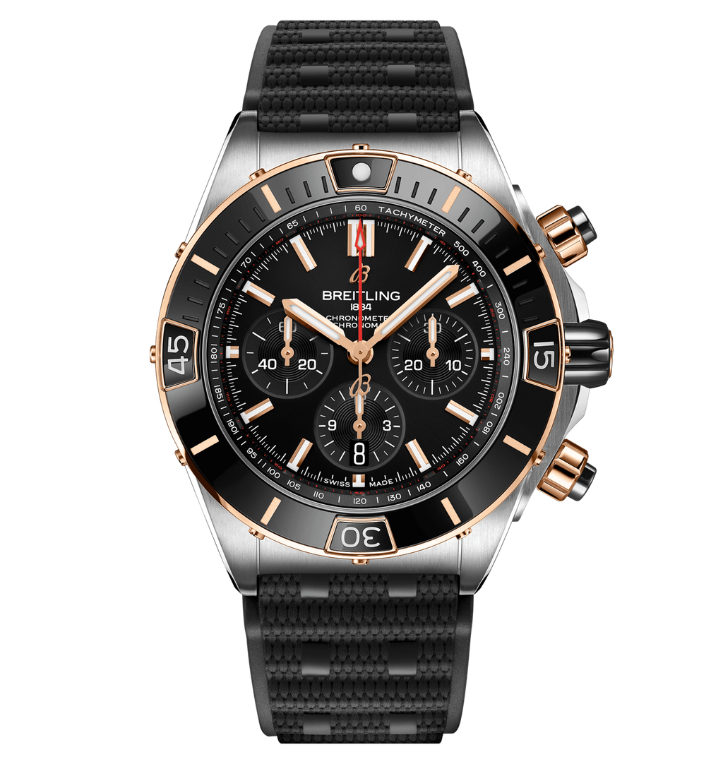 BRT Super Chronomat B01 44 Watch with Rouleaux Rubber Strap