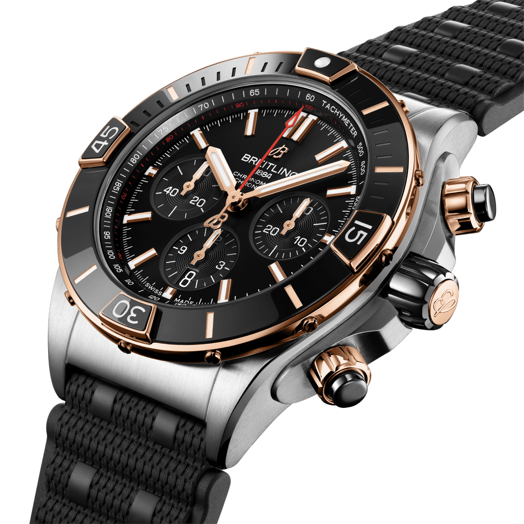 BRT Super Chronomat B01 44 Watch with Rouleaux Rubber Strap