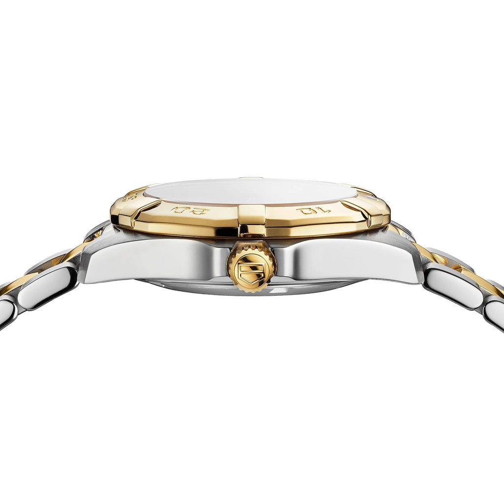 TGHR Aquaracer Ladies' Quartz Movement Mother-of-Pearl Dial and Yellow Gold Bezel Watch
