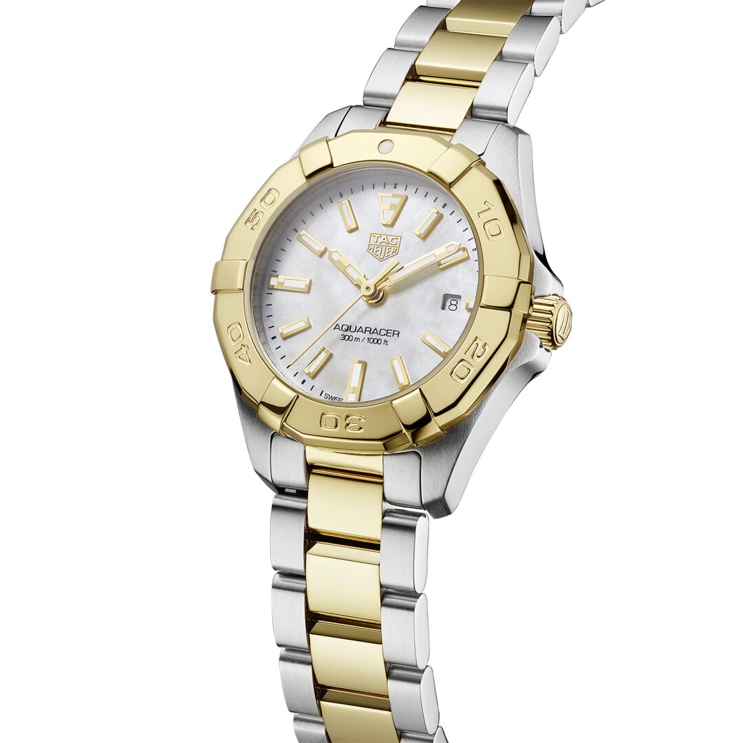 TGHR Aquaracer Ladies' Quartz Movement White Mother-of-Pearl Dial Watch