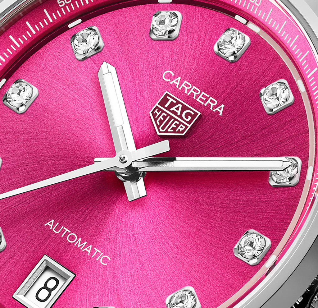 TGHR Carrera Date Watch with Hot Pink Dial